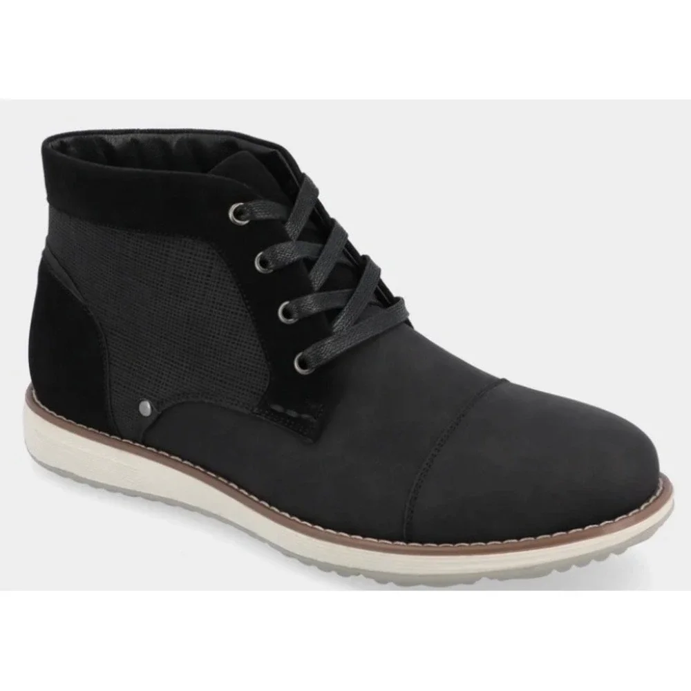Vance Co Mens‎ Black Tru Comfort Foam Chukka Boots Cap Toe Lace Up Casual Shoes
